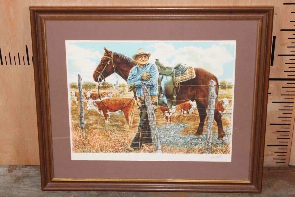 Signed Franklin Mint "54 Years A Cowboy" Lithography Print by Paul Calle from 1978 with a COA (1 of 5)