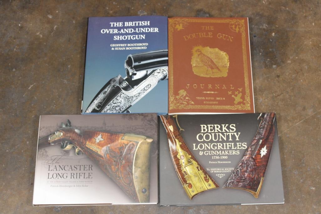 (4) Gun and Rifle BOOKS, Including (1) signed by author Patrick Hornberger (ONE$): 4 Gun and Rifle BOOKS. "The Bristish Over-And-Under Shotgun" by Geoffrey and Susan Boothroyd 1996, "The Double Gun Journal" Volume Eleven Issue 2 by various authors Summer 2000, "The Lancast