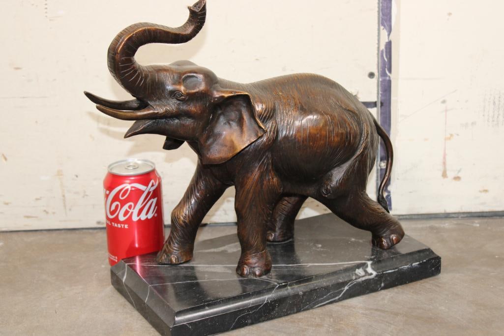 ELEPHANT BRONZE Sculpture on a MARBLE Base, Weight 16 lbs (1 of 9)