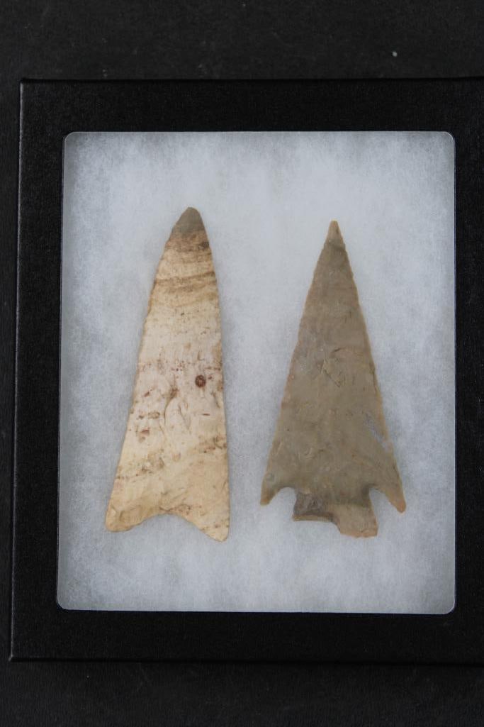 (1) Prehistoric Dalton and (1) Prehistoric Montell Stemmed-Bifurcated ARROWHEAD Projectile Points (1 of 4)