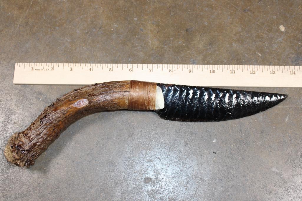 (3) Hand-made and Hand Knapped Glass Bladed Knives by artist Charles Colony - 6