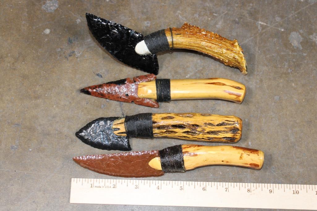 (4) Hand-made and Hand Knapped Glass Blade Knives (1 of 4)