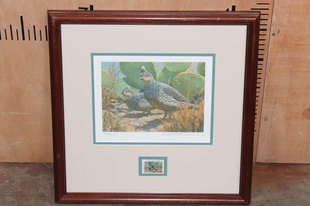 1993 Texas Quail Stamp and Print numbered and signed by Mike Stidham (1 of 5)