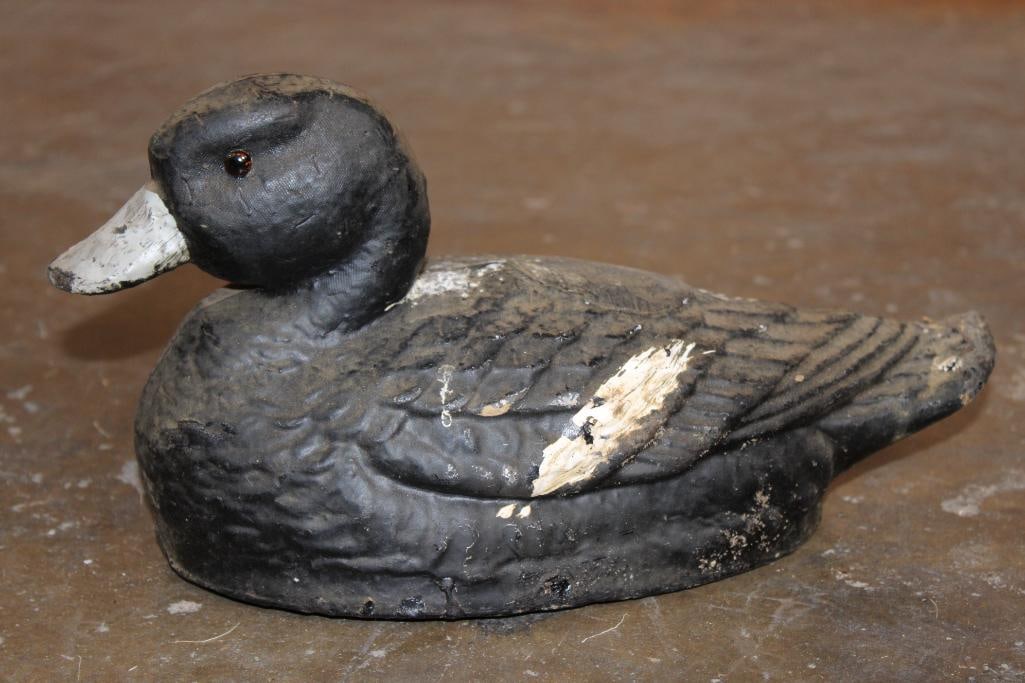 Mid-Century General Fibre Co. "Ariduk" DUCK DECOY: Vintage Mid Century General Fibre Co. "Ariduk" DUCK DECOY. It is made of a light or "featherweight" molded material similar to paper mache or a composite foam. It measures 12.5" Long x 5.5" Wide