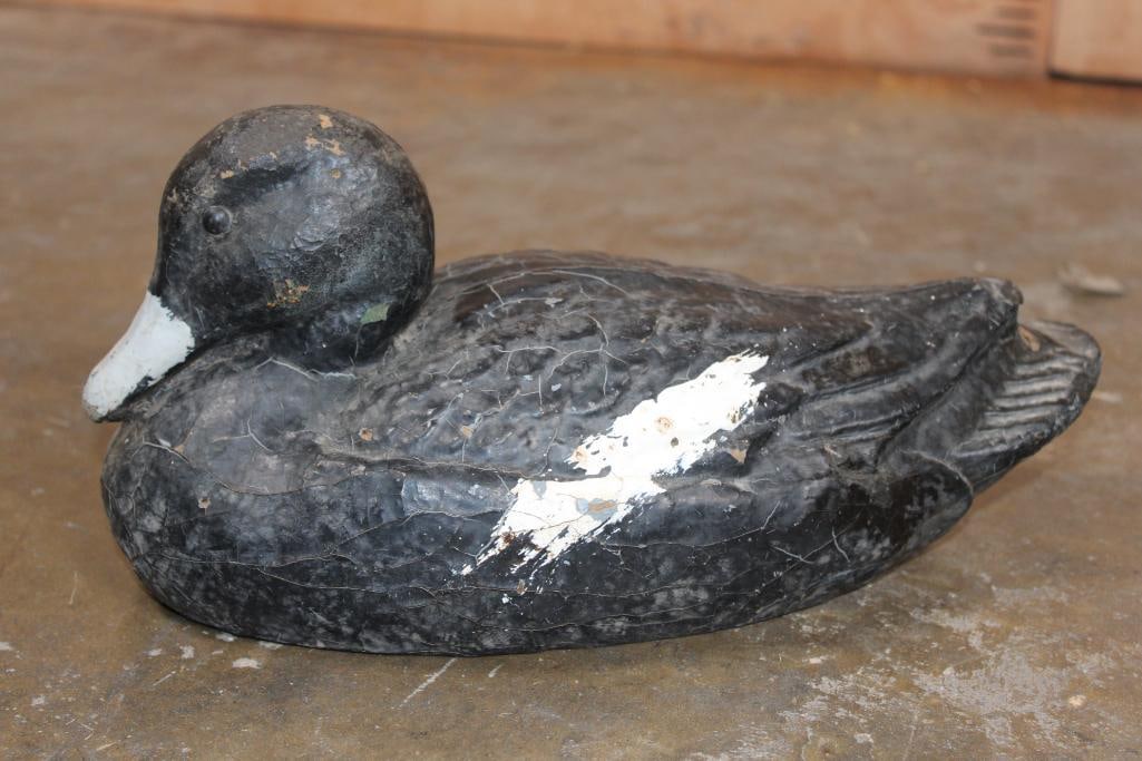Mid-Century Carry-Lite Paper Mache Duck Hunting DECOY: Mid-Century Carry-Lite Paper Mache Duck Hunting DECOY. Early Carry-Lite decoy is made of a lightweight composite material and are hollow inside to ensure flotation. It measures 13.25" Long x 6" Wide