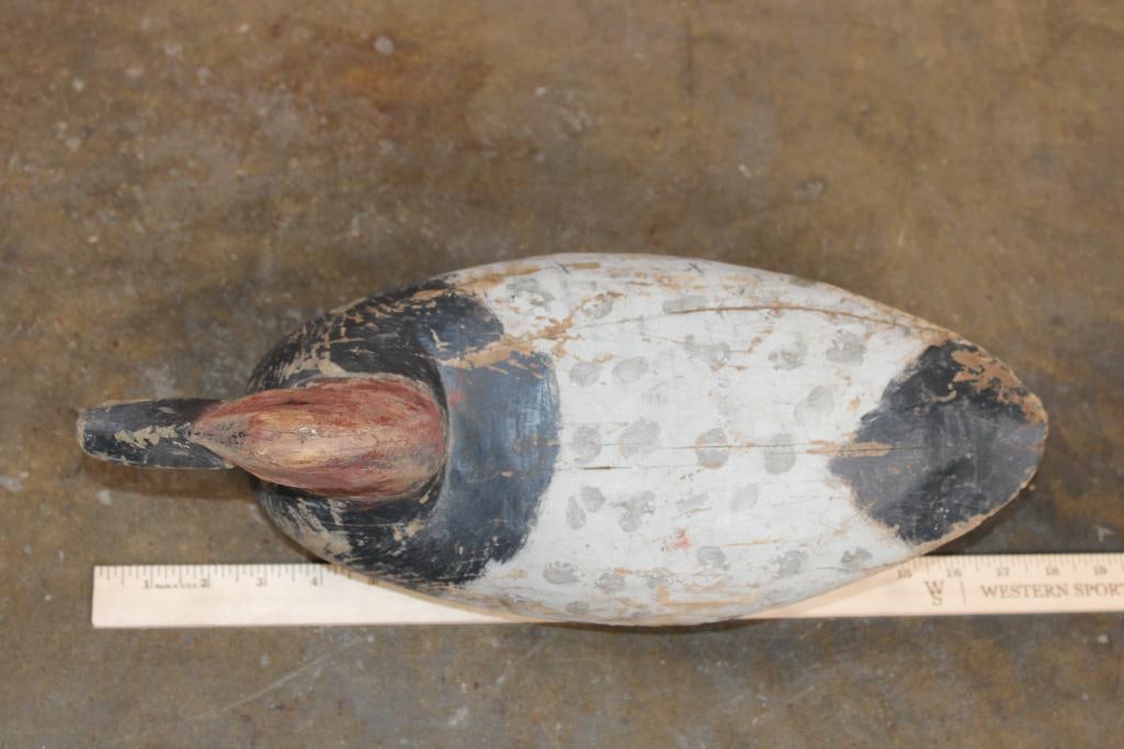 Antique Hand-carved and Painted Wooden CANVASBACK DRAKE Duck Hunting DECOY - 2