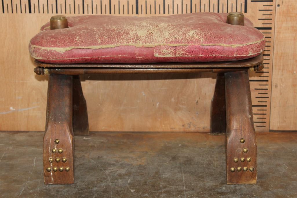 Antique CAMEL SADDLE with Wood and Brass Accents - 2