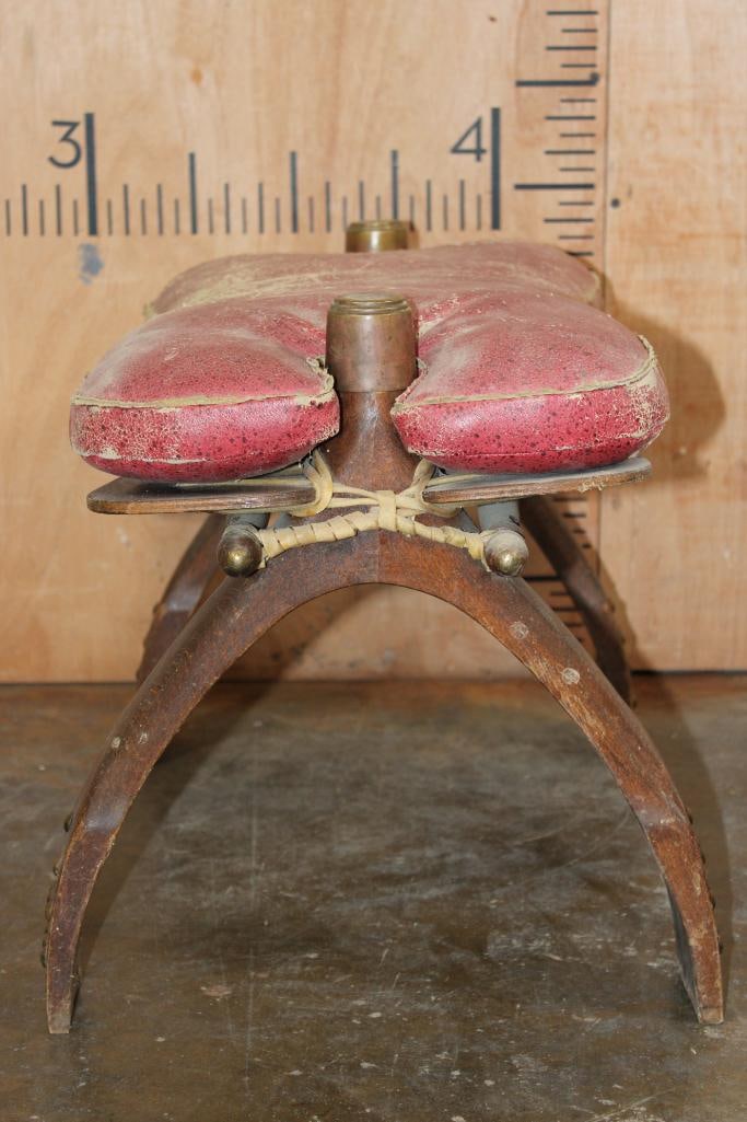 Antique CAMEL SADDLE with Wood and Brass Accents - 8