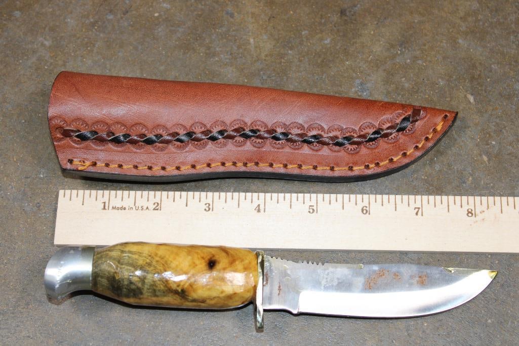(4) Fixed Blade KNIVES with Leather Sheaths - 5