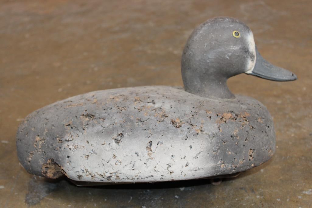 1980s "Cabela's" Wood and Cork Duck Hunting DECOY signed "Grand Isle H.M. Dunbar": 1980s "Cabela's" Wood and Cork Duck Hunting DECOY signed "Grand Isle H.M. Dunbar". It measures 15" Long x 7.5" Wide x 8.25" Tall and Weighs 2 lbs 4 oz. COLLECTIBLE DUCK DECOYS 