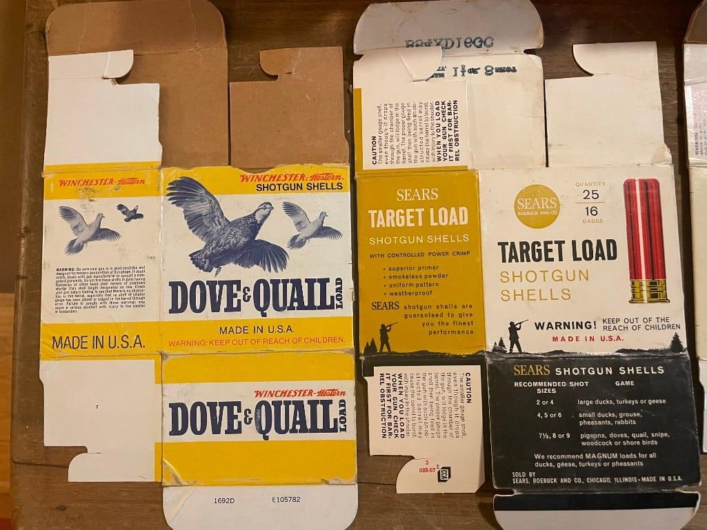 (10) older empty Hunting Shell boxes. Sears, Winchester, Federal, and Reliance (1 of 5)