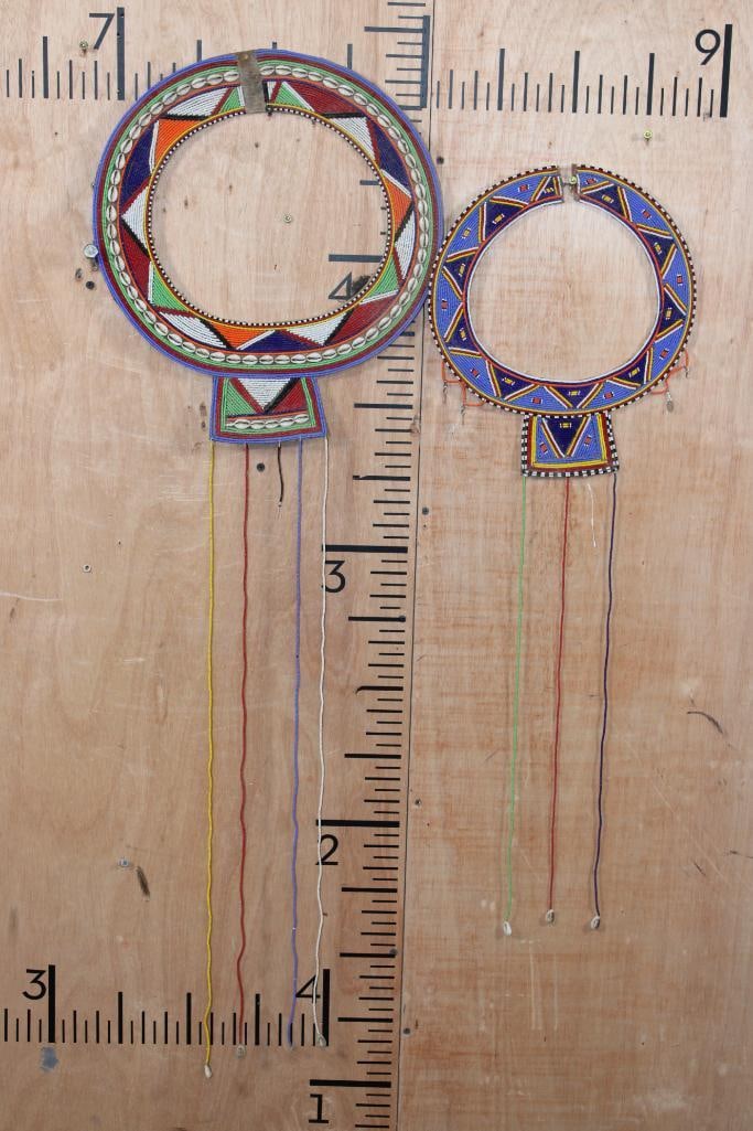 (2) Hand-crafted African MAASI beaded Enkapewa or "Wedding Necklaces": 2 Hand-crafted African MAASI beaded Enkapewa or "Wedding Necklaces". COLLECTIBLE AFRICAN ART 