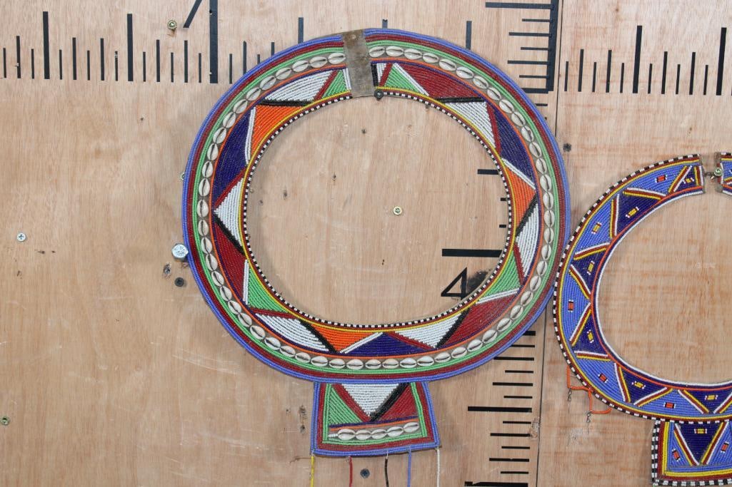 (2) Hand-crafted African MAASI beaded Enkapewa or "Wedding Necklaces" - 2