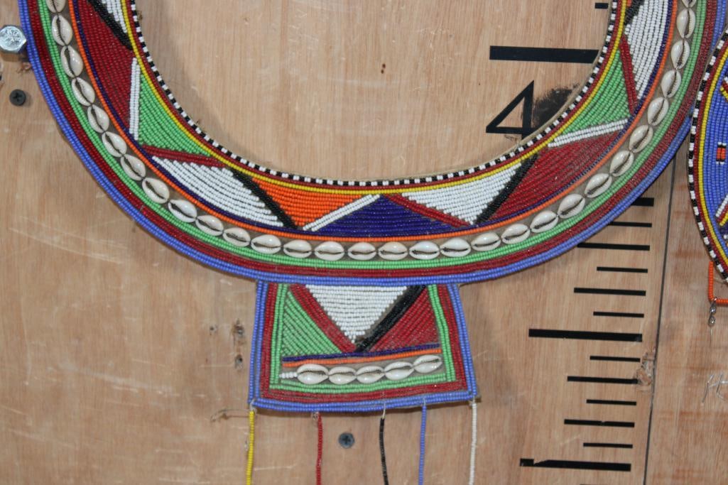(2) Hand-crafted African MAASI beaded Enkapewa or "Wedding Necklaces" - 4
