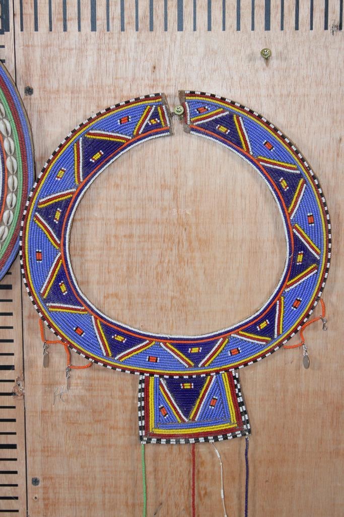 (2) Hand-crafted African MAASI beaded Enkapewa or "Wedding Necklaces" - 6