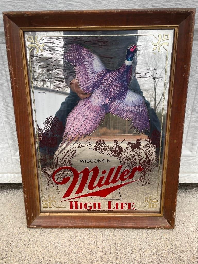 First Edition Miller High Life "Pheasant" Mirrored Beer Advertisement (1 of 4)