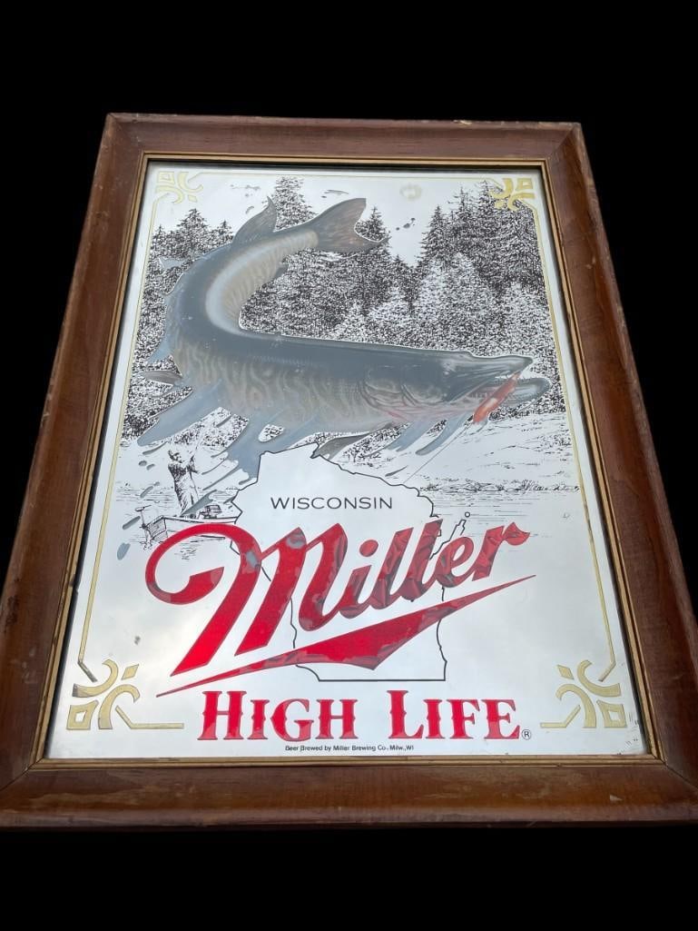 Miller High Life Sportsmen's Series "Muskie" Mirrored Beer Advertisement (1 of 6)