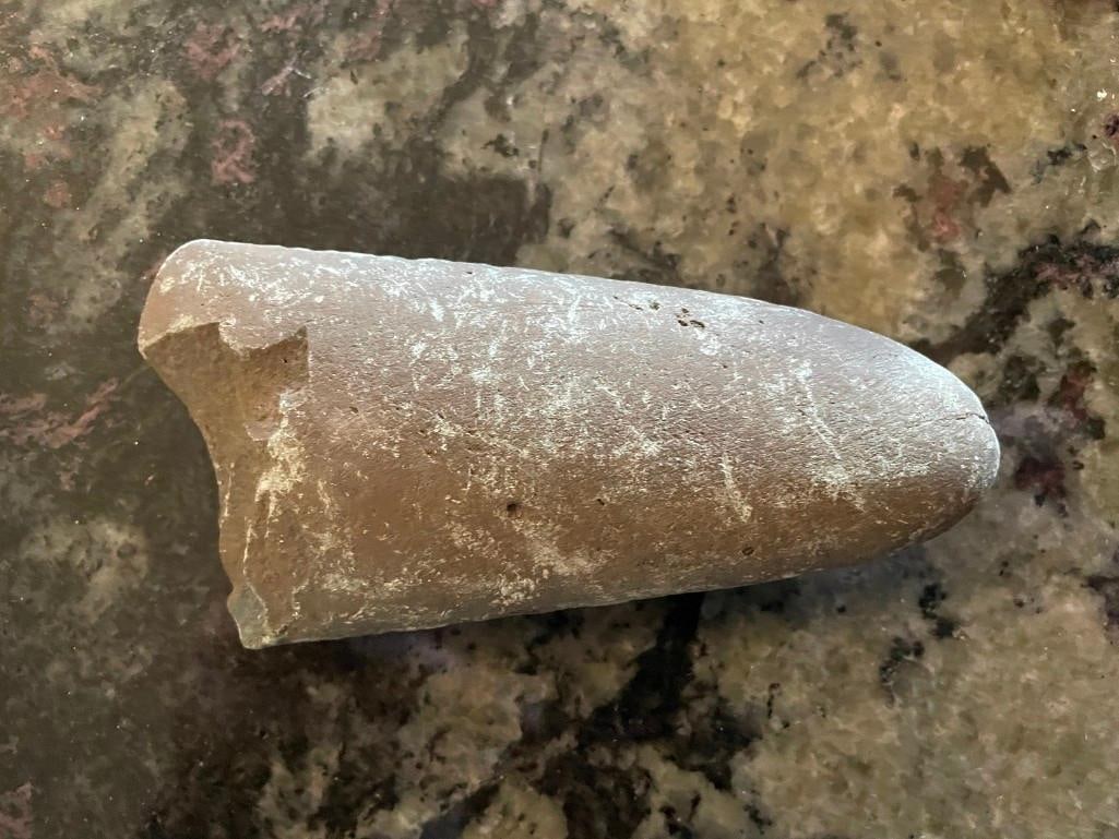 (2) Very Old Primitive STONE AXE Heads and (1) Hammerstone or Grinding Stone - 6