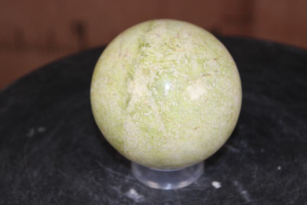 Polished SERPENTINE Mineral Sphere with a Ring Stand - 3