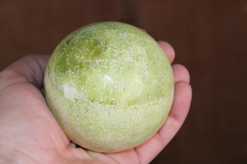 Polished SERPENTINE Mineral Sphere with a Ring Stand - 5