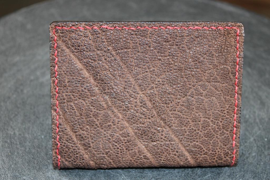 *Real Skin* ELEPHANT Leather WALLET Lined with RED KANGAROO Leather - 2