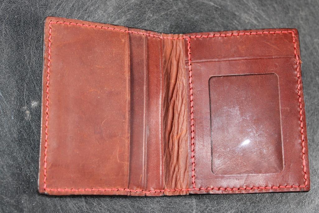 *Real Skin* ELEPHANT Leather WALLET Lined with RED KANGAROO Leather - 3