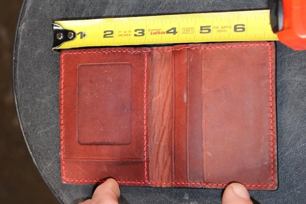 *Real Skin* ELEPHANT Leather WALLET Lined with RED KANGAROO Leather - 5