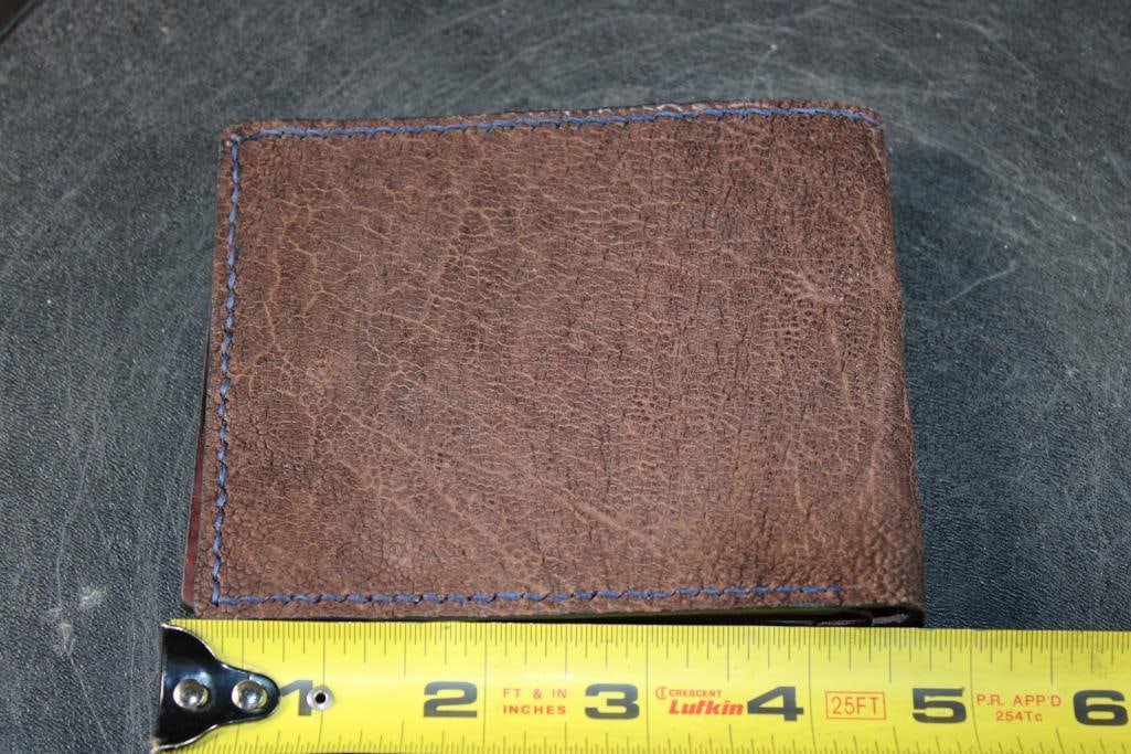 *Real Skin* ELEPHANT Leather WALLET Lined with RED KANGAROO Leather - 2