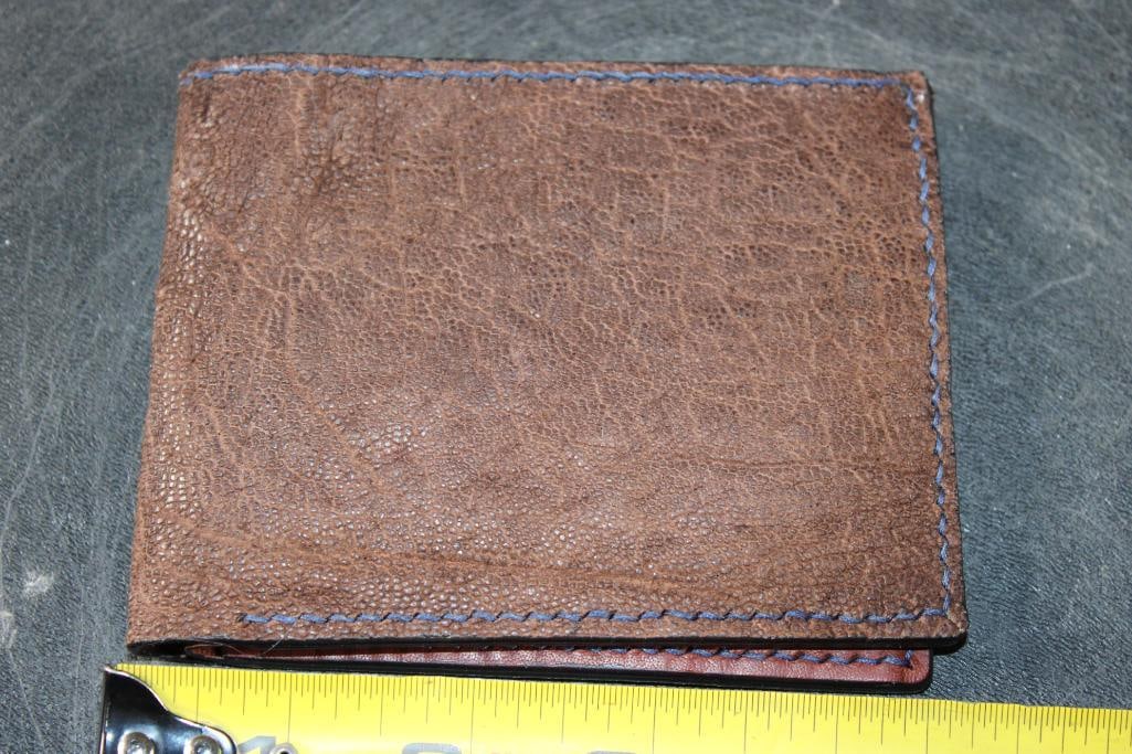 *Real Skin* ELEPHANT Leather WALLET Lined with RED KANGAROO Leather - 3