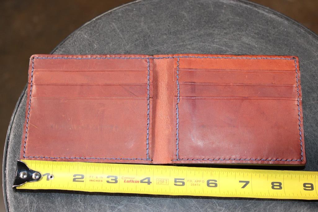 *Real Skin* ELEPHANT Leather WALLET Lined with RED KANGAROO Leather - 4