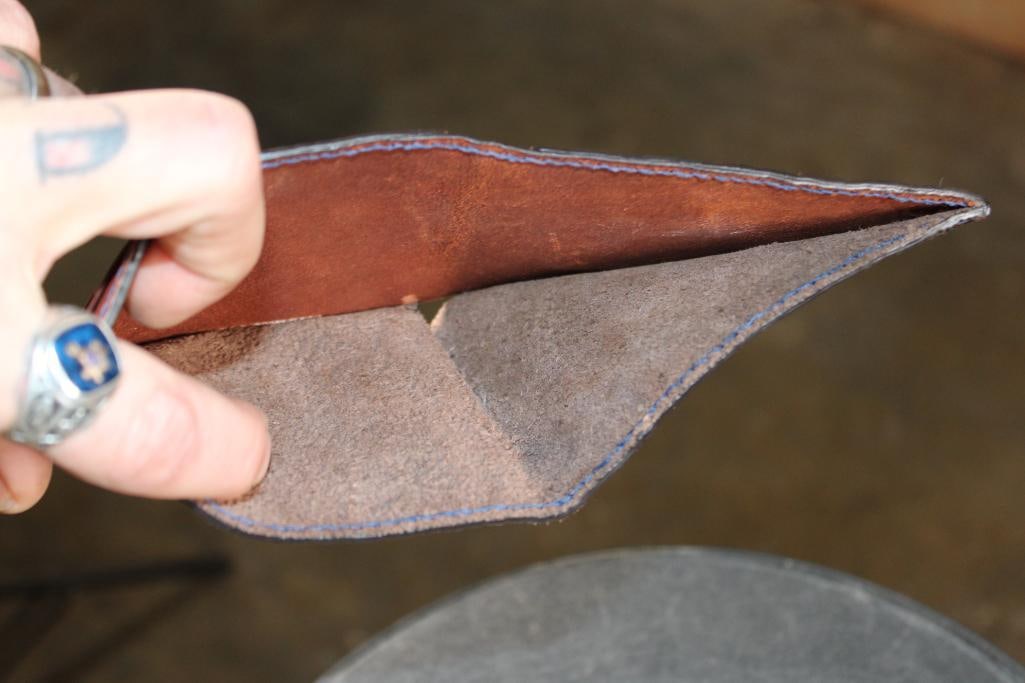 *Real Skin* ELEPHANT Leather WALLET Lined with RED KANGAROO Leather - 5