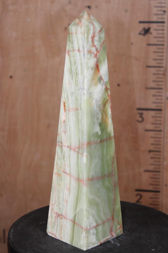 XL Polished GREEN BANDED ONYX Obelisk - 4