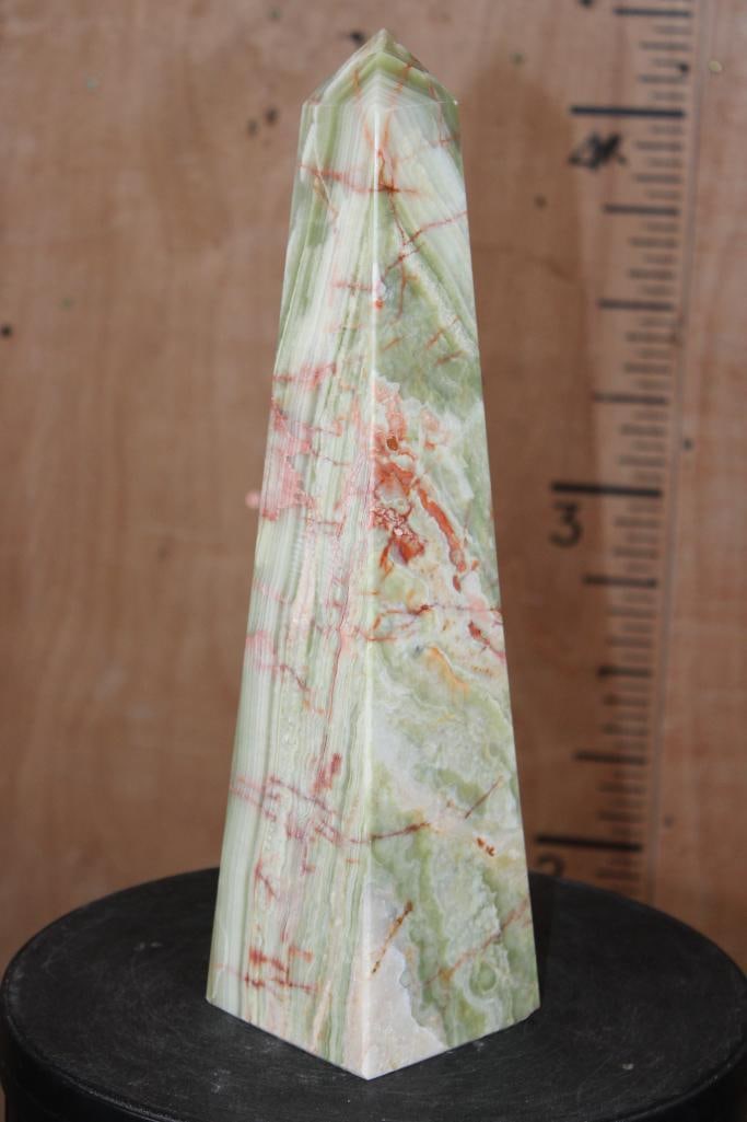 XL Polished GREEN BANDED ONYX Obelisk - 6