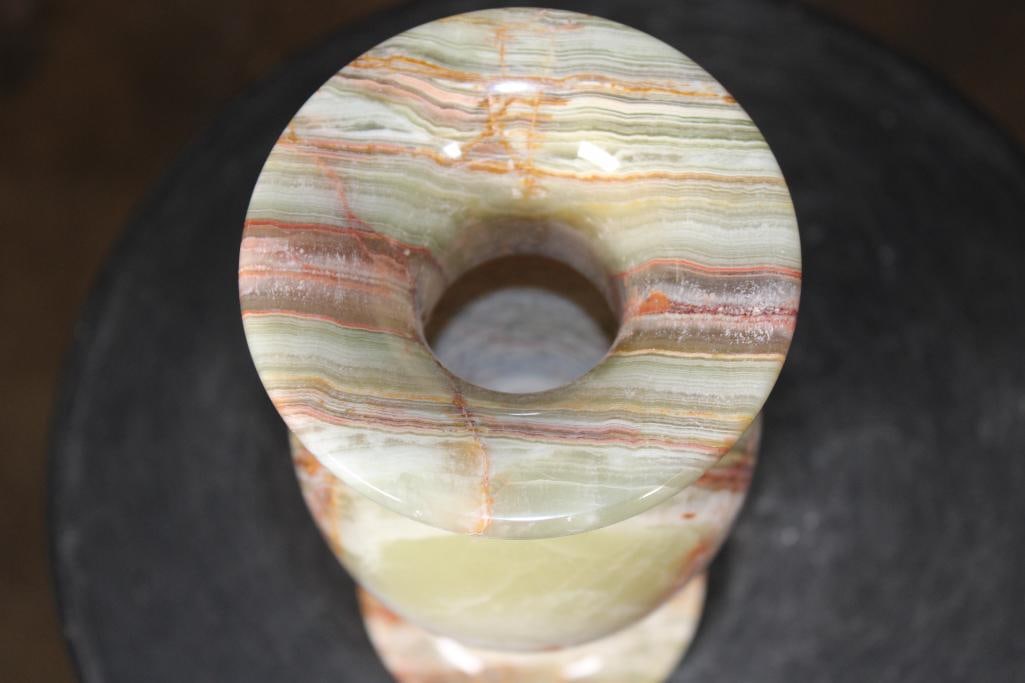 Big Polished GREEN BANDED ONYX Vase - 7