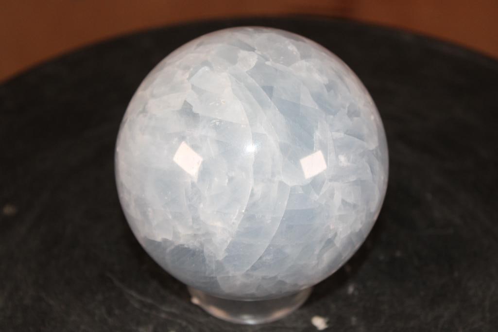 Polished BLUE CALCITE Mineral Sphere - 4
