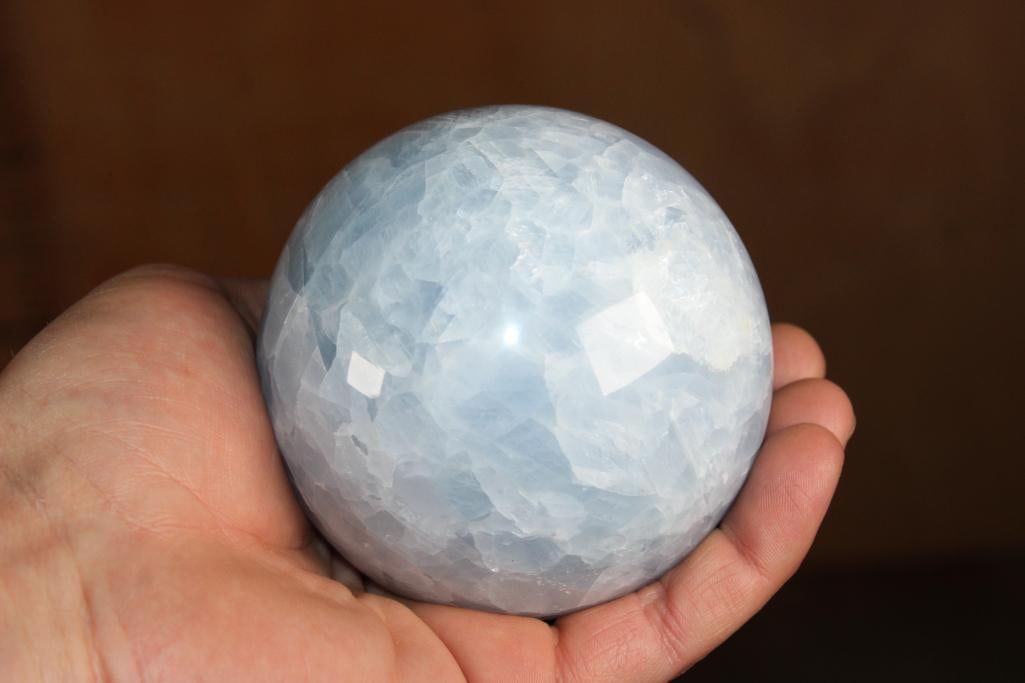 Polished BLUE CALCITE Mineral Sphere - 5