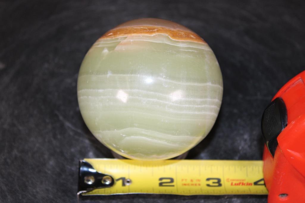 Polished GREEN BANDED ONYX Mineral Sphere - 2