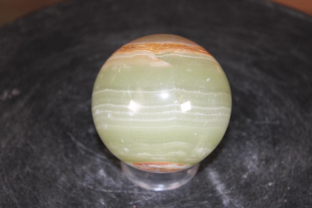 Polished GREEN BANDED ONYX Mineral Sphere - 3