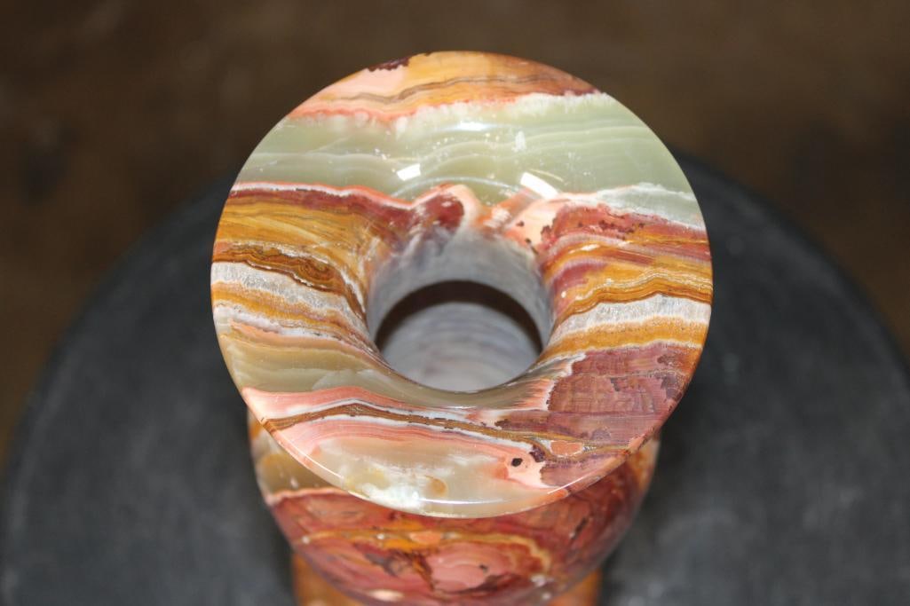 Big Polished GREEN BANDED ONYX Vase - 6
