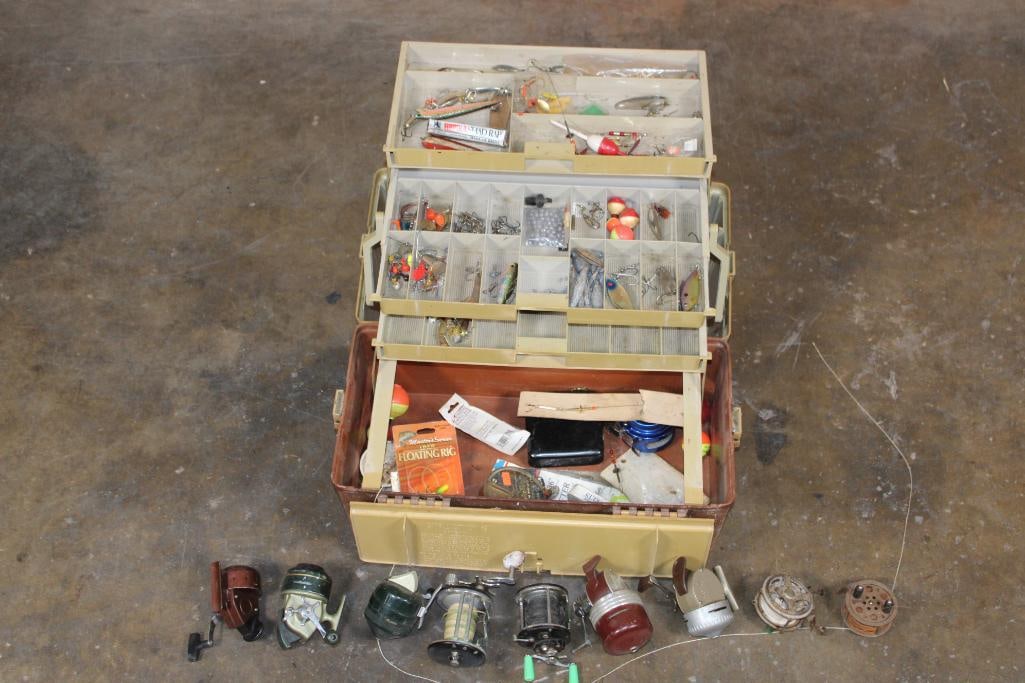 Vintage "Plano 727" Fishing TACKLEBOX Full with 7 Reels and Various Baits, Lures, and much more (1 of 11)