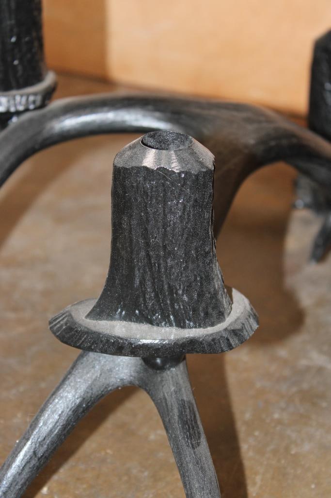 Set of (2) Artisan-made *Real* MULE DEER Antler CANDLE HOLDERS - 3