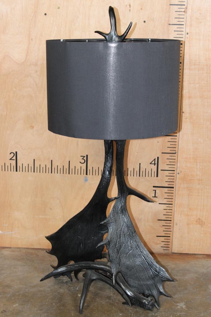 Artisan-made FALLOW DEER Antler Lamp with a Black Lamp Shade: Very Nice Artisan-made FALLOW DEER Antler Lamp with a Black Lamp Shade. It measures 21" Long x 18" Wide x 42" Tall. It is seemingly Brand New, it has been tested and is in Working Condition.