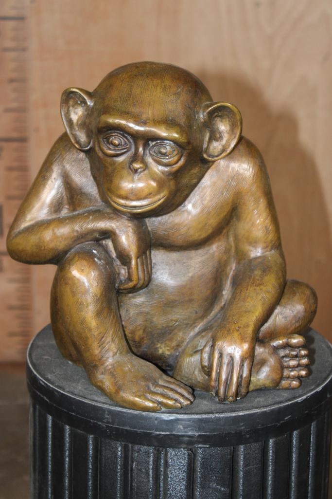 Big Sitting MONKEY Bronze Sculpture, Weight: 15 lbs (1 of 5)