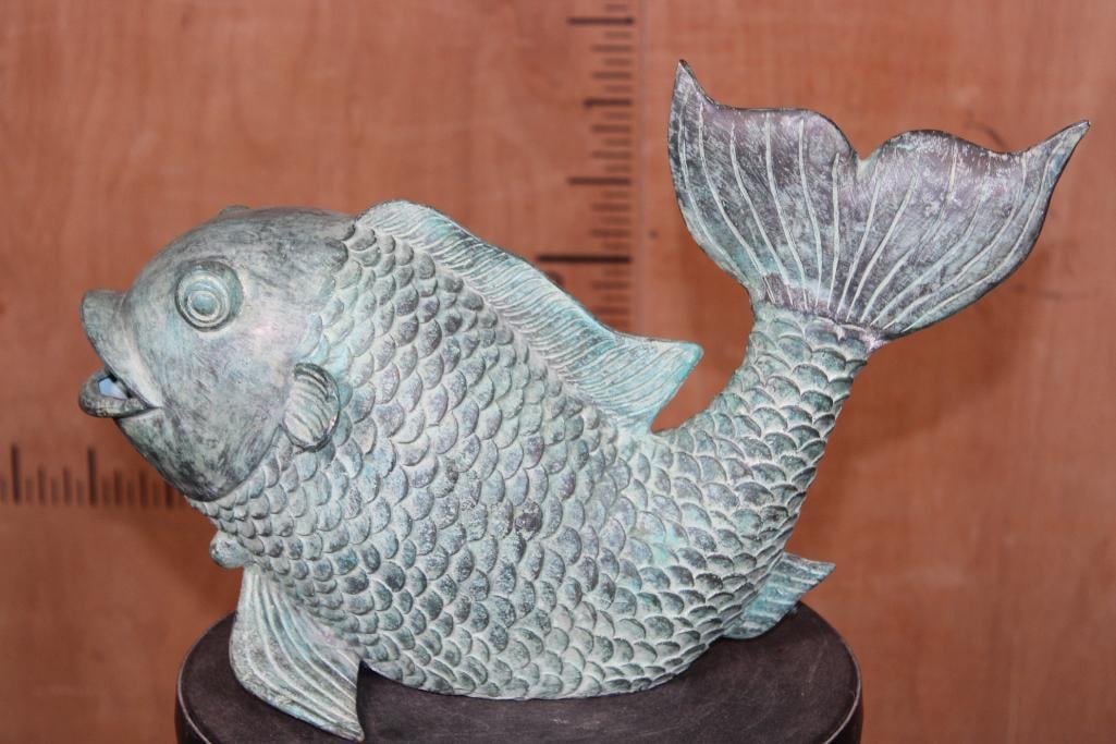 Big Green FISH Bronze FOUNTAIN, Weight: 10 lbs (1 of 5)