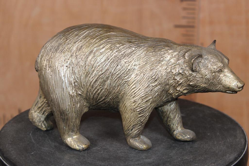 Bright Gold Walking BEAR Bronze Sculpture, Weight: 3 lbs (1 of 5)