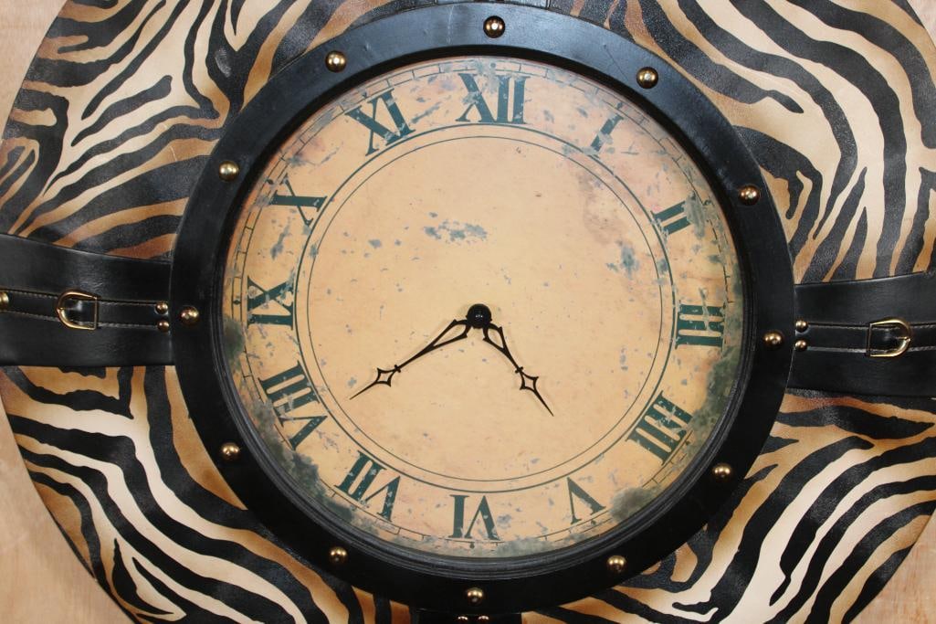 Large Decorative Zebra MIRROR with Faux Leather Straps - 2