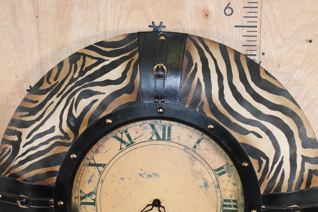 Large Decorative Zebra MIRROR with Faux Leather Straps - 3