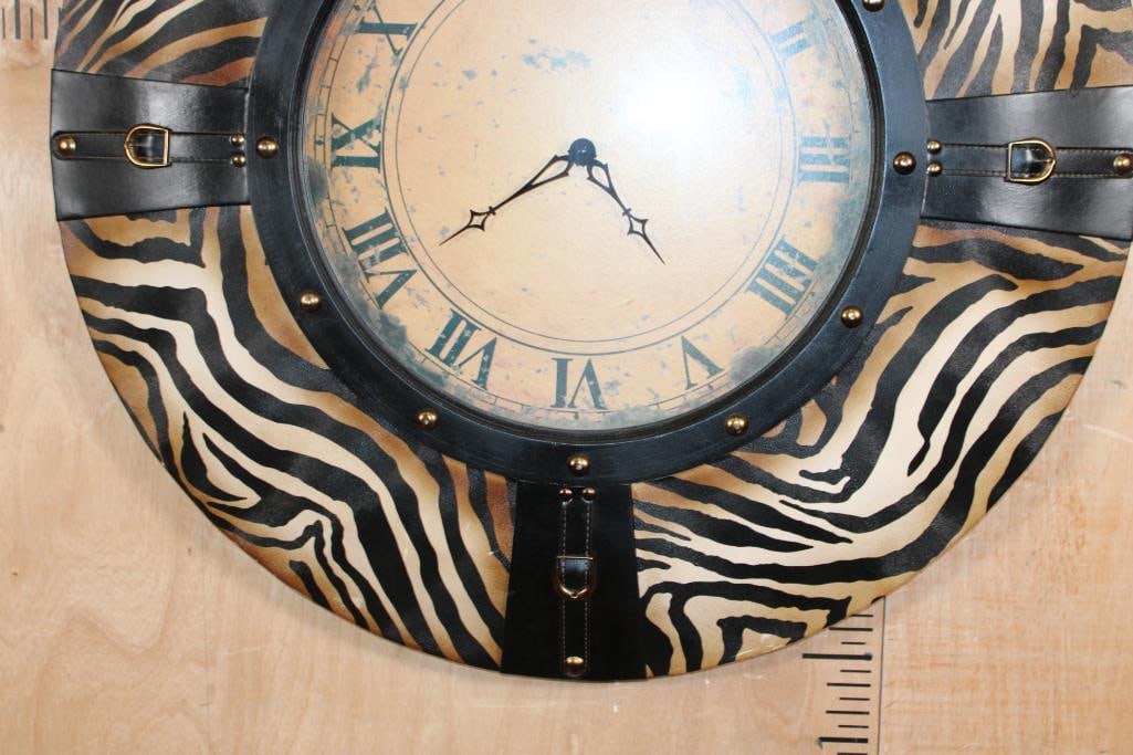 Large Decorative Zebra MIRROR with Faux Leather Straps - 4