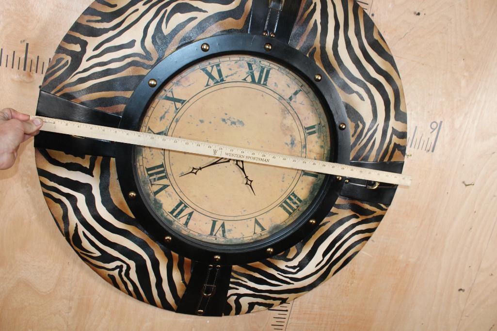 Large Decorative Zebra MIRROR with Faux Leather Straps - 5