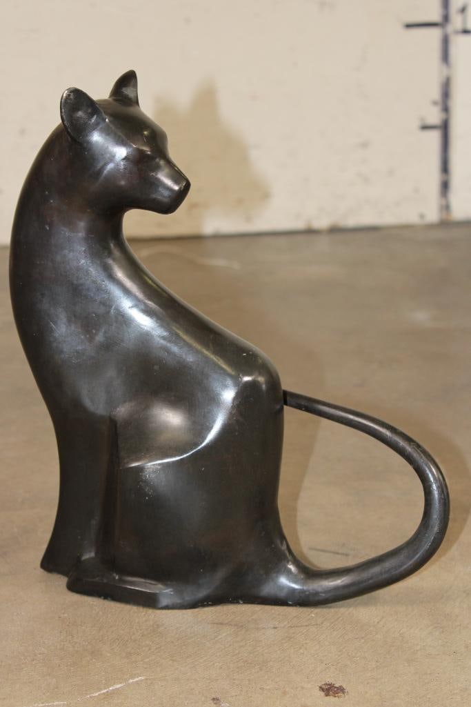 Large Sitting CAT Bronze Sculpture, Weight: 6 lbs: Large Bronze Sitting CAT Sculpture. It measures 11" Long x 3.25" Wide x 13.75" Tall and the Total Weight is 6 lbs 8 oz. COLLECTIBLE BRONZE ART SCULPTURES 